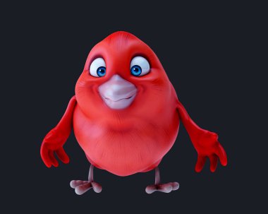 Eğlenceli 3D çizgi film kırmızı kuş
