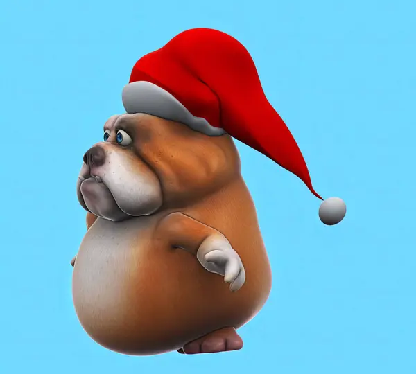 stock image Fun 3D cartoon dog in santa claus hat 