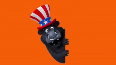 Sam Amca şapkalı eğlenceli bir 3 boyutlu çizgi film ineği