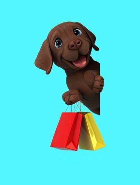 Kahverengi Labrador av köpeği çantalı eğlenceli 3D çizgi film 