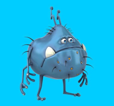 Eğlenceli 3D çizgi film Bakteri karakteri 