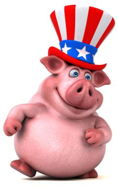 Komik 3 boyutlu çizgi film karakteri, Sam Amca şapkalı domuz.