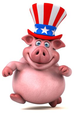 Komik 3 boyutlu çizgi film karakteri, Sam Amca şapkalı domuz.