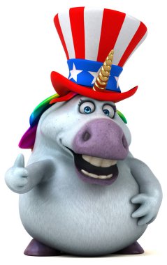 Sam Amca şapkalı 3 boyutlu komik zebra.