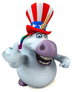 Sam Amca şapkalı 3 boyutlu komik zebra.