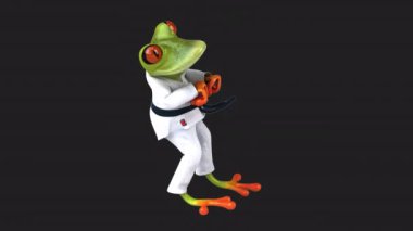 Karate kostümlü kurbağa dansı 