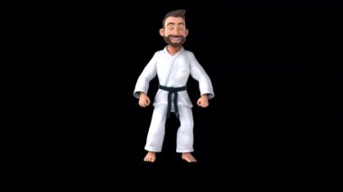 Eğlenceli 3 boyutlu karateka adam - animasyon 
