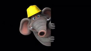 Kasketli eğlenceli fil - 3 boyutlu animasyon 