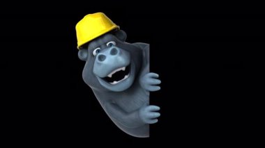 Karikatür karakteri gorilin 3 boyutlu animasyonu. 