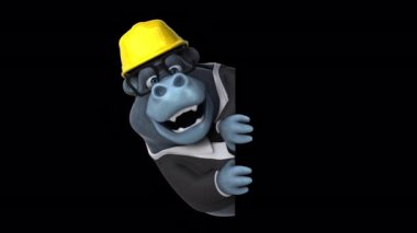 Karikatür karakteri gorilin 3 boyutlu animasyonu. 