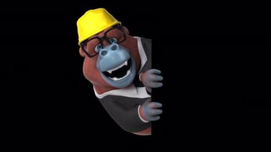 Karikatür karakteri gorilin 3 boyutlu animasyonu. 