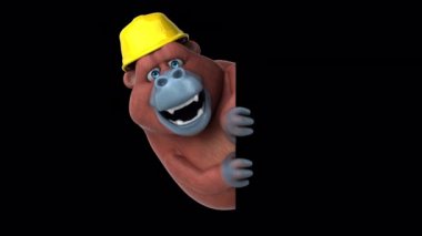 Karikatür karakteri gorilin 3 boyutlu animasyonu. 