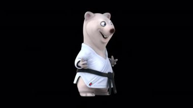 Karate kimonosuyla konuşan 3 boyutlu komik çizgi film karakteri. 