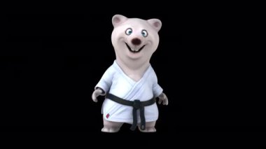 Karate kimonosuyla konuşan 3 boyutlu komik çizgi film karakteri. 