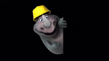 Miğferinde 3 boyutlu komik gergedan karakteri 