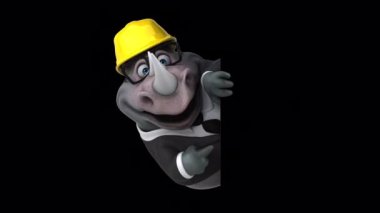 Miğferinde 3 boyutlu komik gergedan karakteri 