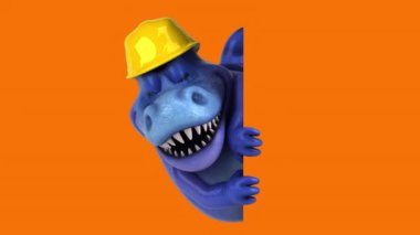 Miğferinde 3 boyutlu komik bir dinozor.