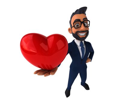 Yürekli Hintli bir iş adamının 3 boyutlu eğlenceli çizimi.