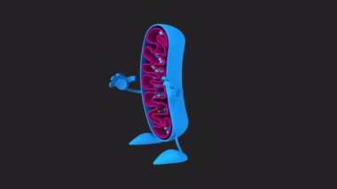 Eğlenceli 3D karikatür mitokondri karate pratiği 