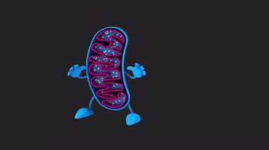 Eğlenceli 3D karikatür mitokondri karate pratiği 