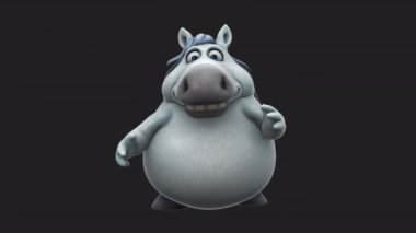 Komik çizgi film karakteri beyaz at konuşuyor - 3 boyutlu animasyon 