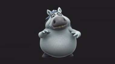 Komik çizgi film karakteri beyaz at konuşuyor - 3 boyutlu animasyon 