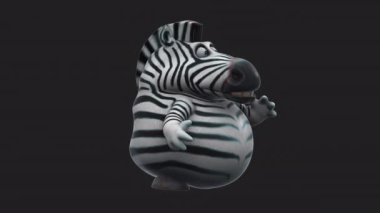 Çizgi film karakteri zebranın 3 boyutlu eğlenceli animasyonu 