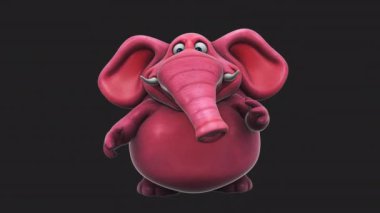 Pembe fil çizgi film karakteri konuşuyor - 3 boyutlu animasyon 