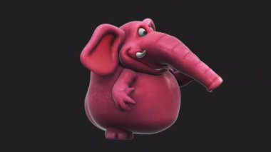Pembe fil çizgi film karakteri konuşuyor - 3 boyutlu animasyon 