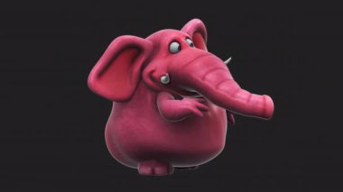 Pembe fil çizgi film karakteri konuşuyor - 3 boyutlu animasyon 