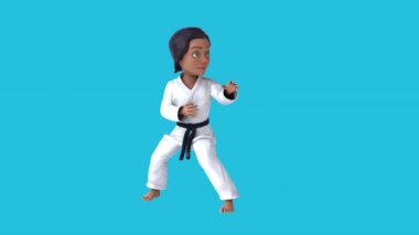 Eğlenceli 3 boyutlu çizgi film Hint kızı Karateka animasyonu 