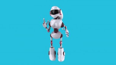 Eğlenceli 3 boyutlu animasyon karakter robotu konuşuyor. 