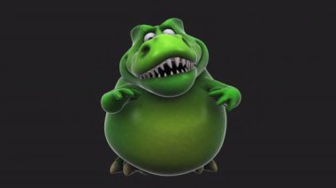 Komik çizgi film karakteri Green Trex konuşuyor - 3 boyutlu animasyon  