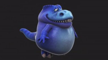Dinozor, komik çizgi film karakteri. Merhaba - 3 boyutlu animasyon.  