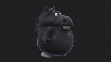 Komik çizgi film karakteri at merhaba diyor - 3 boyutlu animasyon 