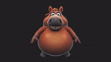 Komik çizgi film karakteri at merhaba diyor - 3 boyutlu animasyon 