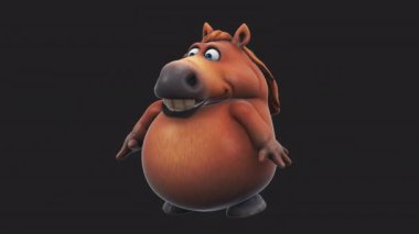 Komik çizgi film karakteri at merhaba diyor - 3 boyutlu animasyon 