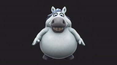 Komik çizgi film karakteri at merhaba diyor - 3 boyutlu animasyon 