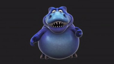 Komik çizgi film karakteri Blue Trex konuşuyor - 3 boyutlu animasyon  