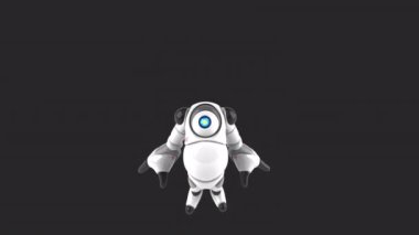 Eğlenceli 3 boyutlu çizgi film karakteri robot el sallıyor. 
