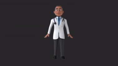 Doktor karakterinin el sallamasının 3 boyutlu komik çizimi 