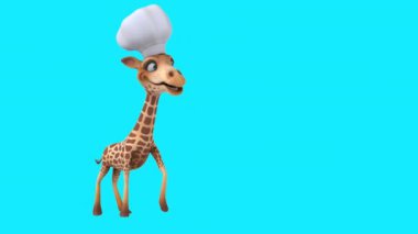 Şef şapkalı komik zürafa çizgi film karakteri 