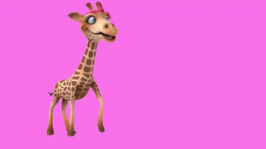 eğlenceli zürafa çizgi film karakteri yürüyüşü - 3 boyutlu animasyon 