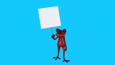 Eğlenceli kırmızı kurbağa karakteri - 3D animasyon 