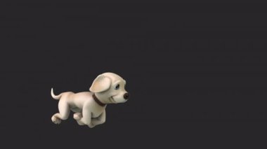 Eğlenceli üç boyutlu çizgi film karakteri Labrador çalışıyor 