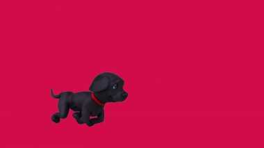 Eğlenceli üç boyutlu çizgi film karakteri Labrador çalışıyor 