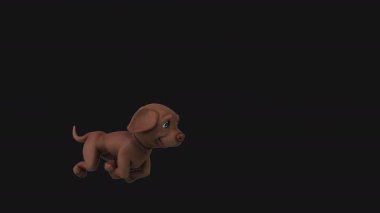Eğlenceli üç boyutlu çizgi film karakteri Labrador çalışıyor 