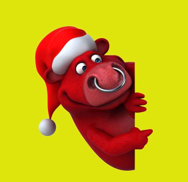 Boş işaretli 3 boyutlu komik çizgi film boğası.