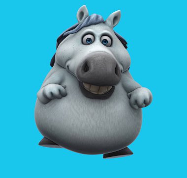 Eğlenceli 3 boyutlu çizgi film karakteri at dansı