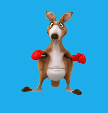 Eğlenceli 3 boyutlu çizgi film karakteri kanguru boksu.